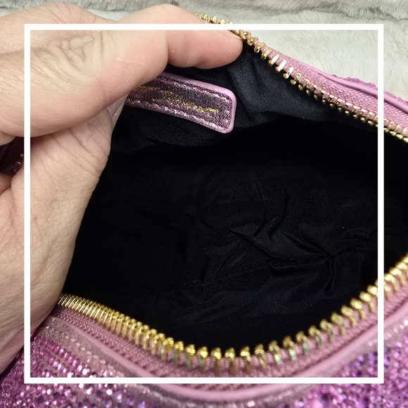 Betsey‎ Johnson Pink Rhinestone Football Crossbody Bag NWT Rare Limited - Picture 3 of 11